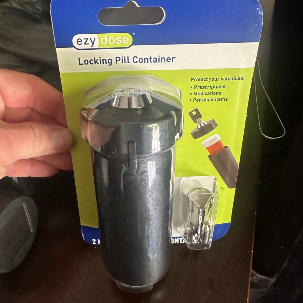 Black Locking Pill Container
